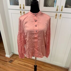 NWT Derek Lam 10 Crosby Peach Mockneck Blouse, Size 8